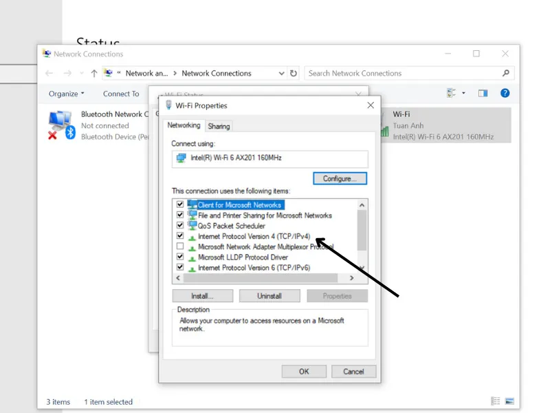 Cách cài đặt AdGuard DNS trên Windows - bước 3 nhập địa chỉ DNS